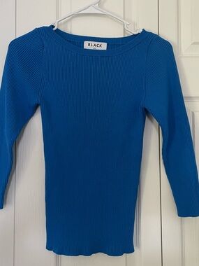 Black by Moussy Blue Ribbed Top One Size Fits Most
